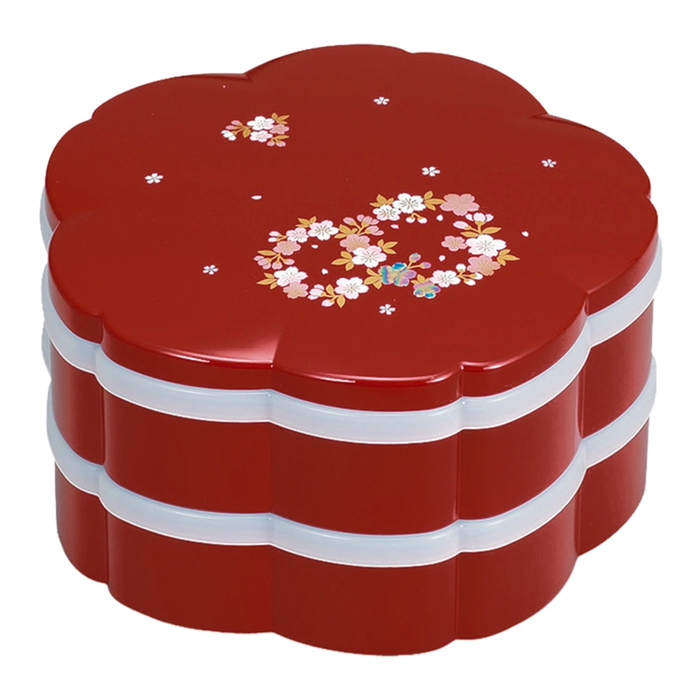 重箱 運動会 お花見 通販 お弁当箱 2段 お重箱 二段 6 5桜オードブル オードブル 容器 ランチボックス 大容量 1800ml 900ml 2 お重 行楽弁当箱 おせち料理 お節 ピクニック 和風 おしゃれ かわいい 花柄 桜 さくら 行楽 レジャー 黒 優花 桜づくし 朱