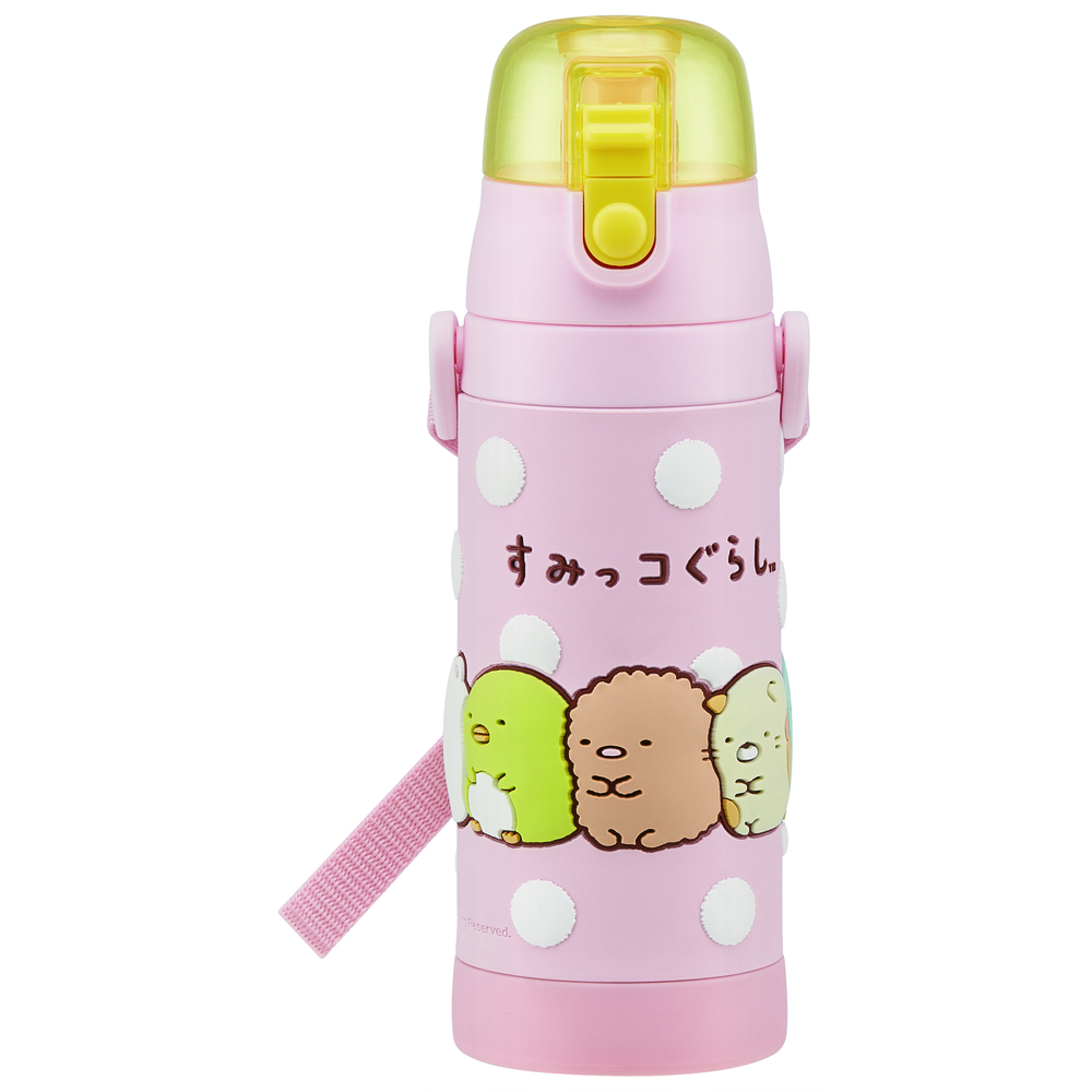 水筒 キッズ 直飲み 通販 約 500ml 子供 480ml おしゃれ キャラクターグッズ ワンタッチ ボトル マイボトル ショルダー紐 ボトル 保冷 子供用水筒 肩掛け アナ雪 トイストーリー キティ トトロ カーズ スヌーピー ピカチュウ ポケモン すみっコぐらし マリオ スプラ