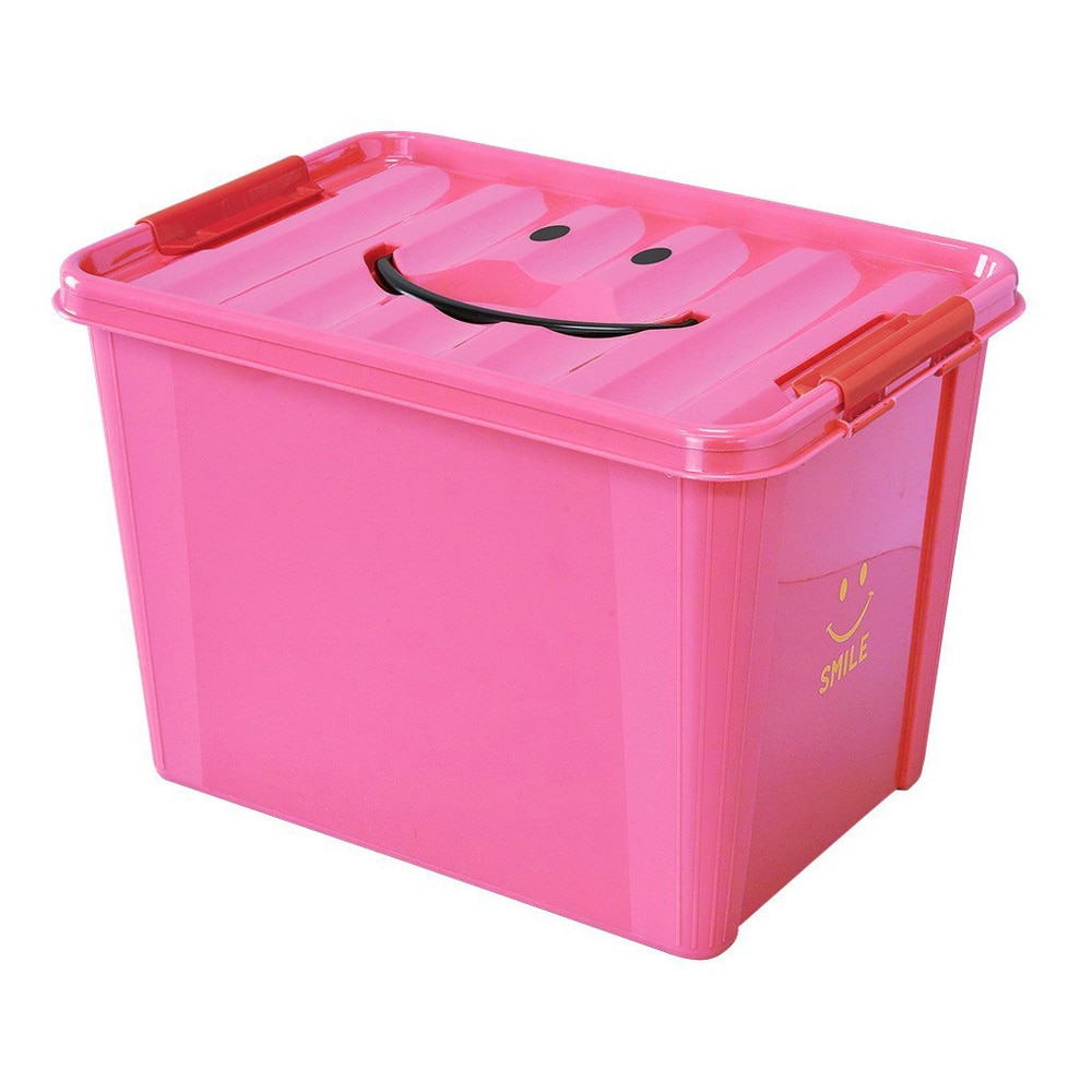 収納ボックス フタ付き おしゃれ 通販 プラスチック スマイルボックス Lサイズ かわいい 収納ケース ハンドル 持ち手 ふた付き スタッキング おもちゃ箱 衣類 収納 子供部屋 Spice Of Life スパイス Sfpt1530 インテリア Pk ピンク Backyard Family Jre Mall