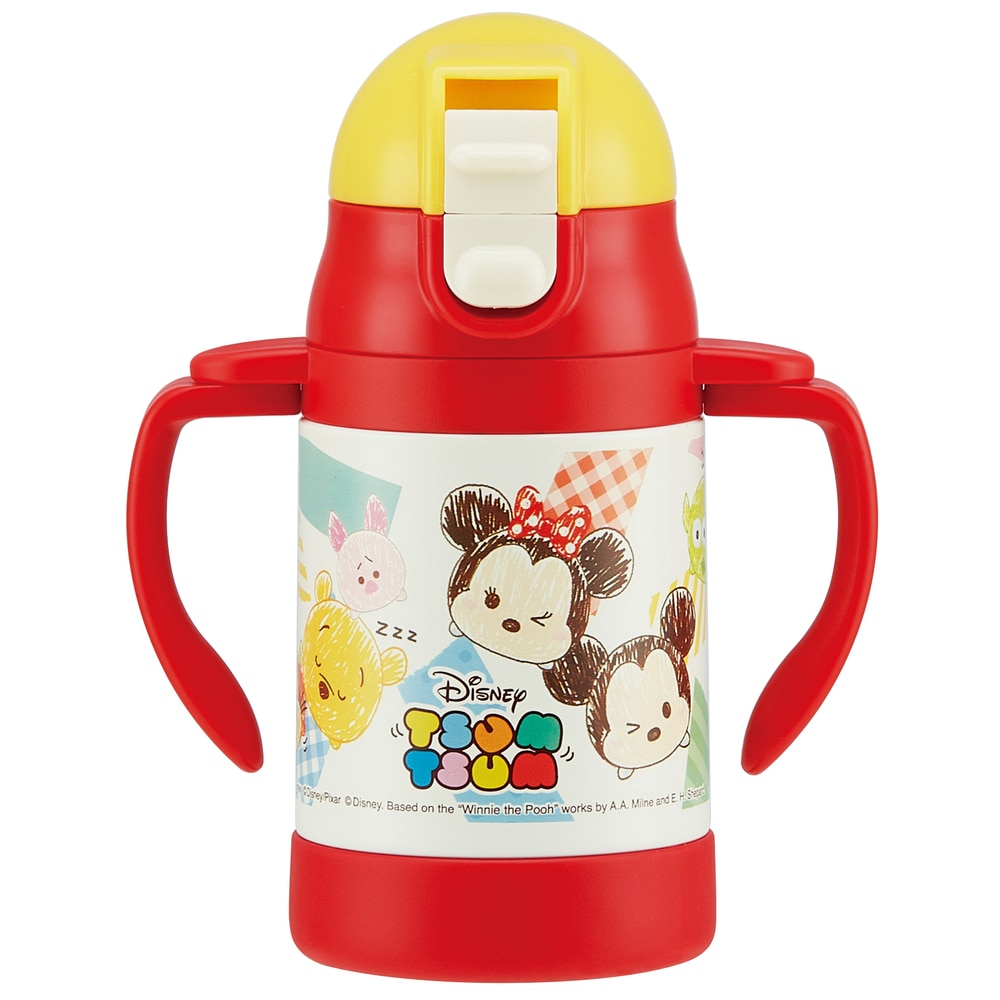 ストローマグ 保冷 定番 両手 持ち手付き ストローボトル ストロー 水筒 ミニ キャラクター スヌーピー プーさん ミッキー ディズニー ツムツム ハローキティ はらぺこあおむし おさるのジョージ Skater スケーター 超軽量両手ストローステンｂ 水筒 ツムツムスケッチｂ