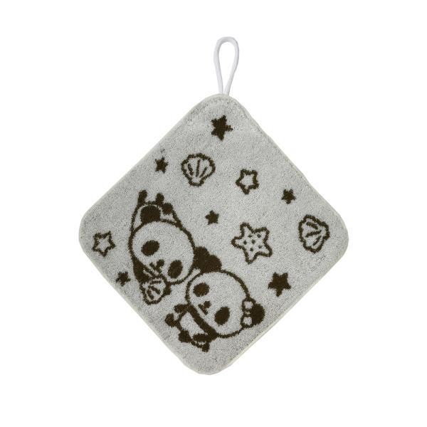 ループ付きタオル おしゃれ 通販 ループタオル 保育園 男の子 女の子 1枚 ループ付きハンドタオル 手拭きタオル ループ おしゃれ かわいい タオルハンカチ 子供 キッズ ハンカチタオル 子供 パンダ ギフト プレゼント 入園 ループ付きタオル 6a パンダ貝殻ホワイト