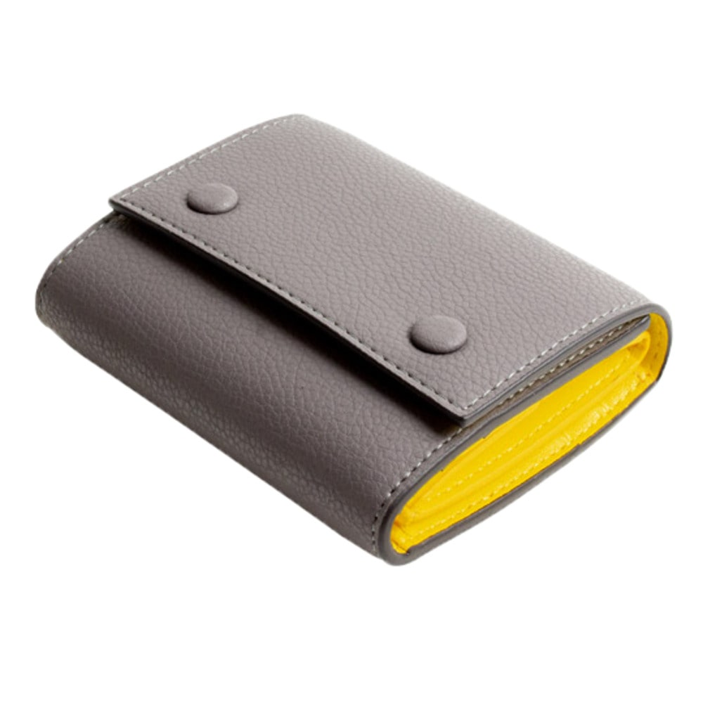 財布 レディース コンパクト 通販 三つ折り財布 ブランド Malta ミニ財布 革 牛革 小銭入れ おしゃれ シンプル 大人 かわいい 女子高生 無地 ツートン バイカラー ボックス型 ギフト プレゼント Greyxyellow Backyard Family Jre Mall