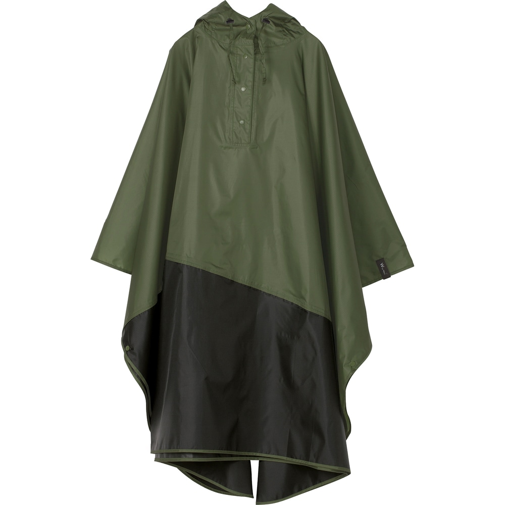 Wpc レインコート メンズ 通販 レインポンチョ レディース 自転車 通学 通勤 おしゃれ シンプル バイカラー 切り替え 通学 通勤 防災 台風 撥水 はっ水 野外 フェス ポンチョ 大きめ Unisex Rain Poncho 男女兼用 レインウェア アウトドア カーキｘブラック Backyard