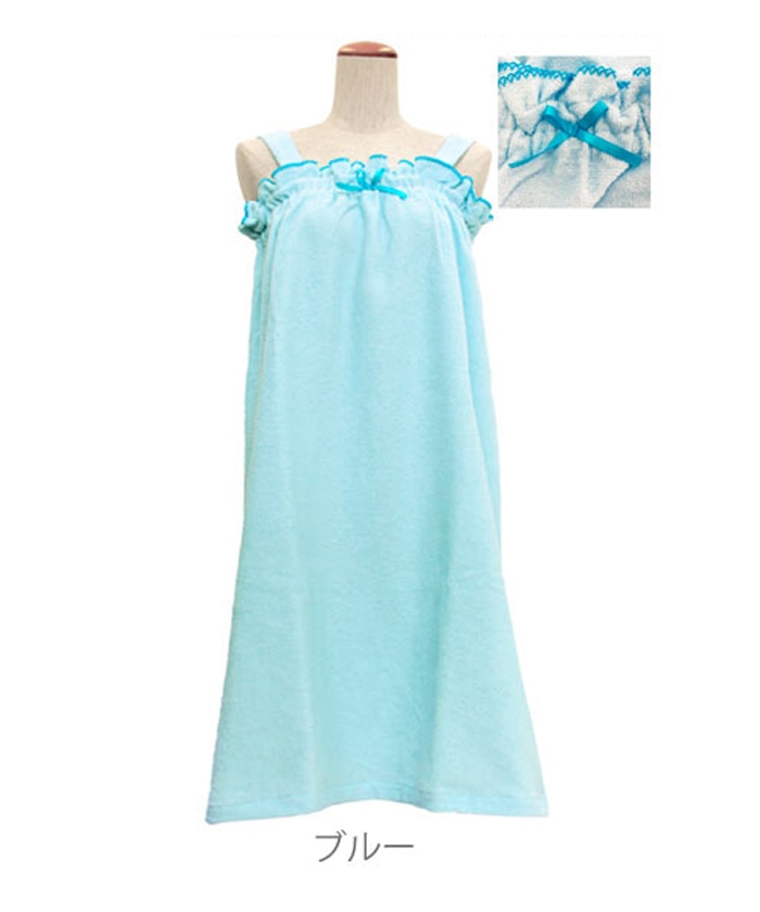 バスローブ ラップタオル 大人用 バスローブ レディース ママ ルームウェア タオルローブ キャミワンピース タオル シャワーローブ タオル地 バスラップ タオルウェア 部屋着 パジャマ レディースナイトウエア 84zx01 Zd8043 Mサイズ ブルー Backyard Family Jre