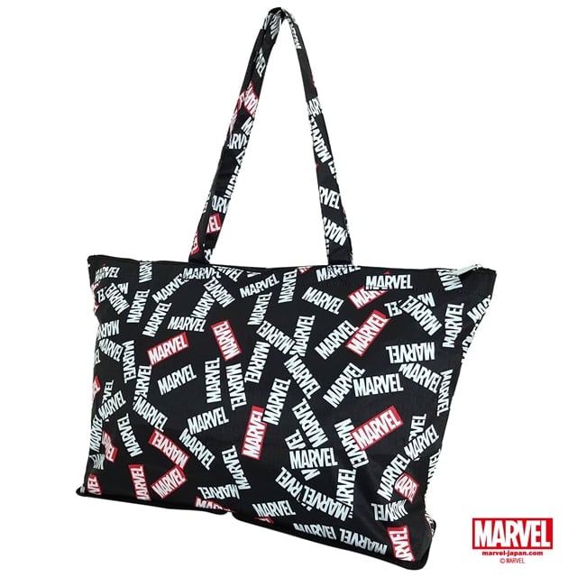 キャリーオンバッグ 折りたたみトートバッグ マーベル Marvel Hapi Tas ハピタス Siffler シフレ かっこいい 男性 男の子 女性 女の子 H0001 Mv12 ボックスロゴブラック レッド シフレ Jremall店 Jre Pointが 貯まる 使える Jre Mall