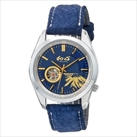 和心 東京豚革 機械式 日本製腕時計 紺 〔全長(腕回り)約26cm・ベルト幅2.2cm〕 腕時計