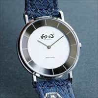 和心 畳縁バンド 薄型 日本製腕時計 市松模様 白 〔全長約25cm・ベルト幅2cm〕 メンズ腕時計