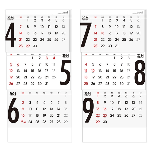 壁掛けカレンダー シンプル３－上から順タイプ－ TD-30790［2024年版 