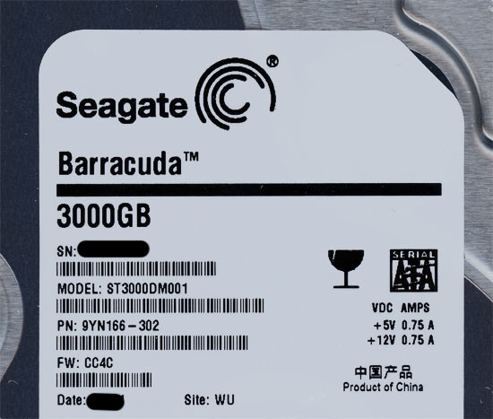【使用時間68ｈ】 Seagate ST3000DM001 3.5\