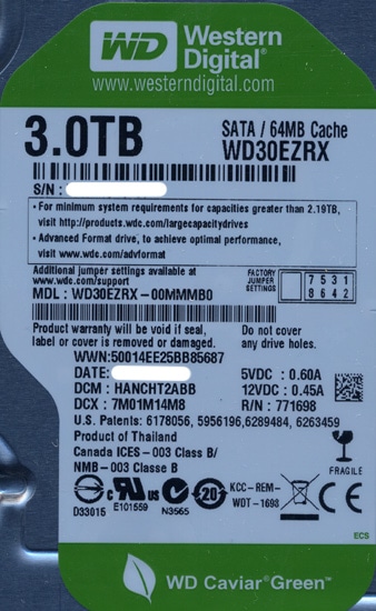 Western Digital WD30EZRX 3TB HDD
