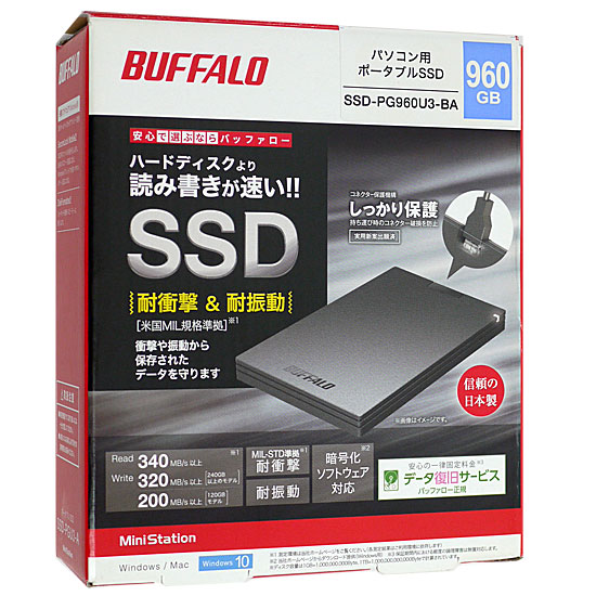 BUFFALO 外付けSSD SSD-PG960U3-BA20190205代表カラー - PC周辺機器