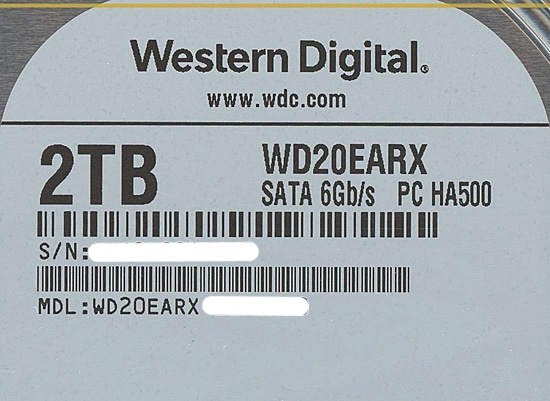 Western Digital WD20EARX 2TB × 2台