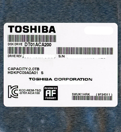 TOSHIBA製HDD DT01ACA200 2TB 7200回転 新品 未開封