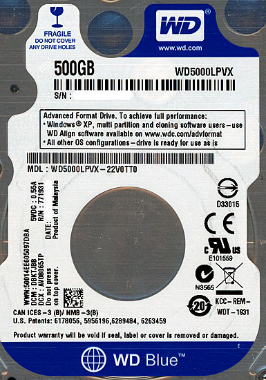 送料無料】Western Digital製HDD WD5000LPVX 500GB SATA600 ...