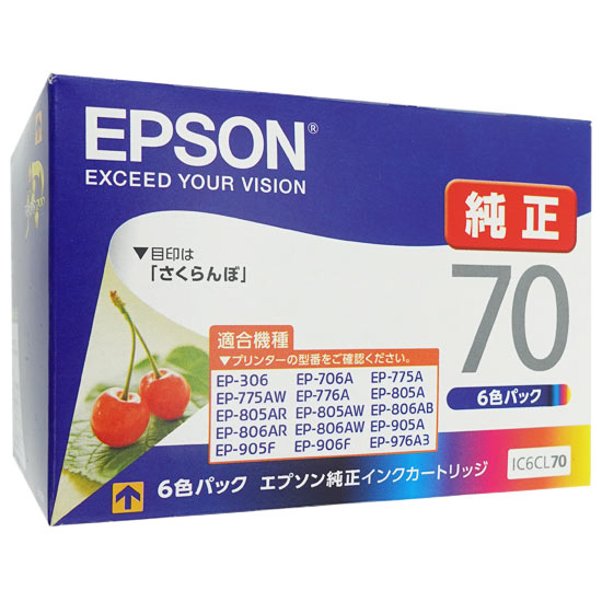 送料無料】EPSON純正品 インクカートリッジ IC6CL70 (6色パック ...