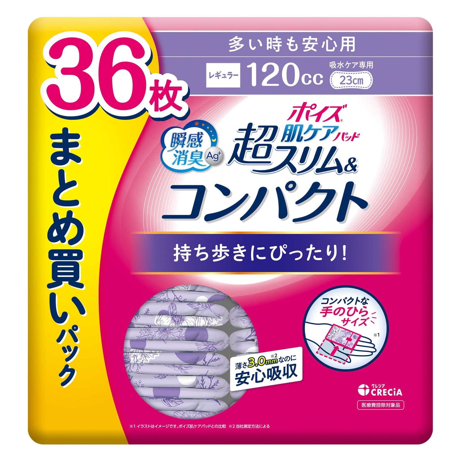 日本製紙クレシア ポイズ肌ケアパッド 多い時も安心用 120cc 23cm 36枚 ...