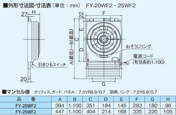 最大64％オフ！ Panasonic パナソニック 窓用換気扇 取付可能窓高さ:394~1100mm FY-20WF2