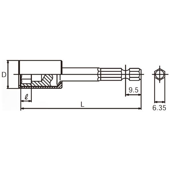 113.100-14SV 1/4インチ(6.35mm)H ロングナットセッター 14mm 113.100-14SV