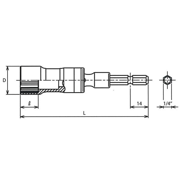 BD011SN-21 1/4インチ(6.35mm)H ユニバーサルソケット 21mm BD011SN-21