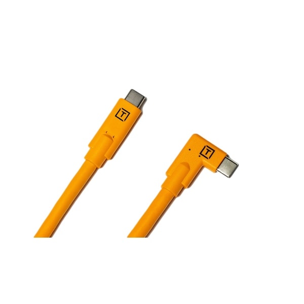 テザープロ USB-C to USB-C ライトアングル 4.6m オレンジ オレンジ ...