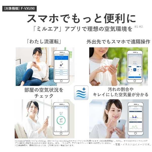 ナノイーｘ４８兆 搭載 加湿空気清浄機 ホワイト F Vxu90 W 適用畳数 40畳 最大適用畳数 加湿 24畳 Pm2 5対応 ホワイト ビックカメラ Jre Pointが 貯まる 使える Jre Mall