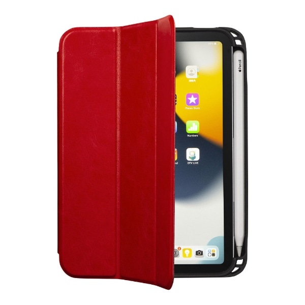 iPad mini(第6世代)用 Apple Pencil収納ポケット付きケース レッド