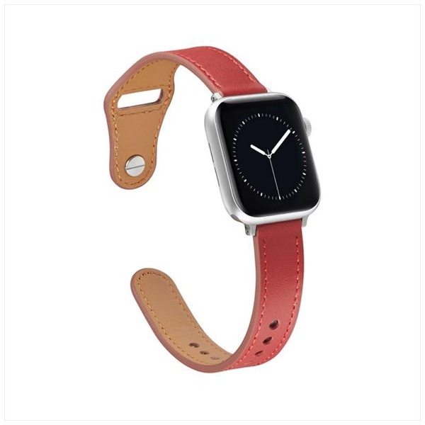 ピンバックルレザー 本革細身 for Apple Watch 38/40/41mm レッド