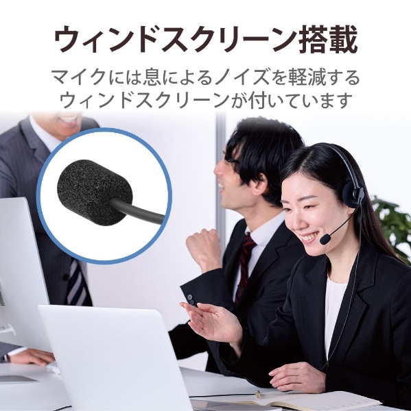 ヘッドセット ノイズリダクション ブラック HS-HP102UNCBK [USB /片耳