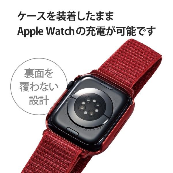 Apple Watch バンド 合皮 42 44 45mm レッド 赤 - レザーベルト