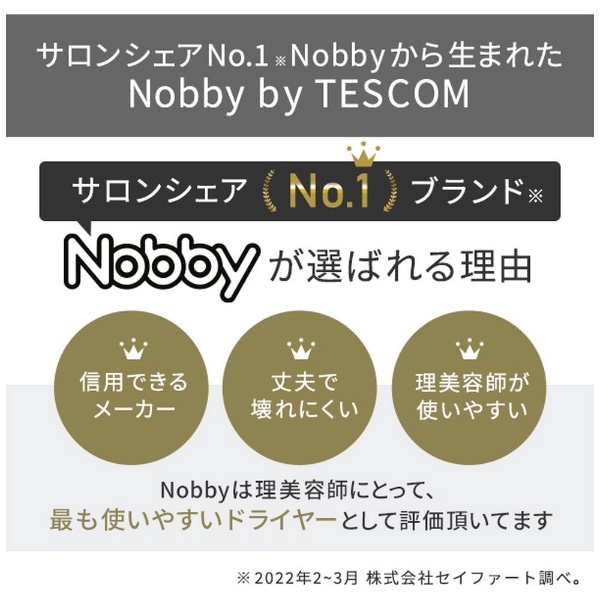 プロフェッショナル プロテクトイオン ヘアードライヤー Nobby by TESCOM（ノビーバイテスコム） スモーキーグレー NIB300A-H