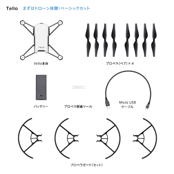 【ドローン】Ryze Tech Tello (JP)　 カメラ付ドローン 子供用 小型 空撮用 TELLO