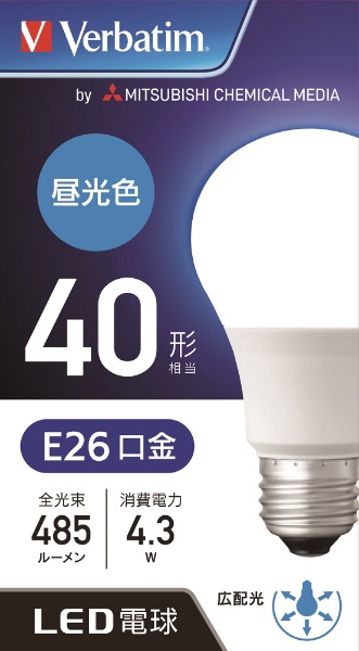 LDA4D-G/LCV1 LED電球 バーベイタム（Verbatim） [E26 /昼光色 /1個 /40W相当 /一般電球形 /広配光タイプ]