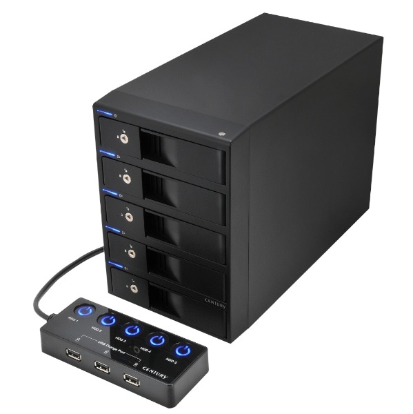 HDDケース USB-C+USB-A接続 裸族のカプセルホテル 5Bay V2 ブラック
