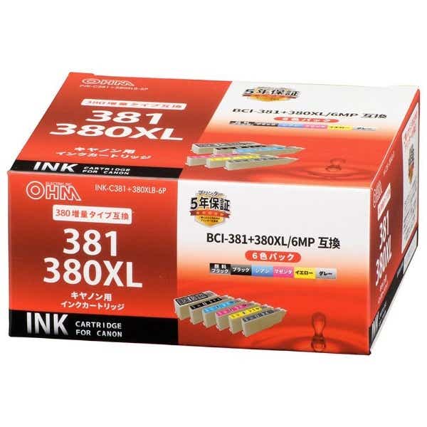 互換プリンターインク [キヤノン BCI-381+380XL/6MP] 6色パック INK