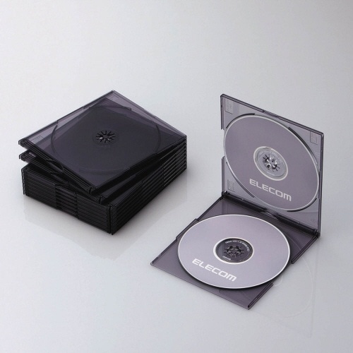 Blu-ray/DVD/CD対応 スリムケース 2枚収納×10 クリアブラック CCD-JSCSW10CBK[CCDJSCSW10CBK]