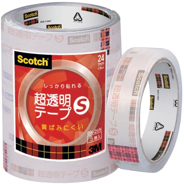 3M　スコッチ　超透明テープS　24mmX35m　5巻入シュリンクパック BK-24N