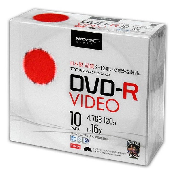 録画用DVD-R HIDISC TYDR12JCP10SC [10枚 /4.7GB /インクジェットプリンター対応]