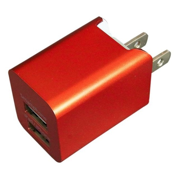 スマホ用USB充電コンセントアダプタ 2.4A PREMIUM レッド BAC2U24SRD [2ポート]