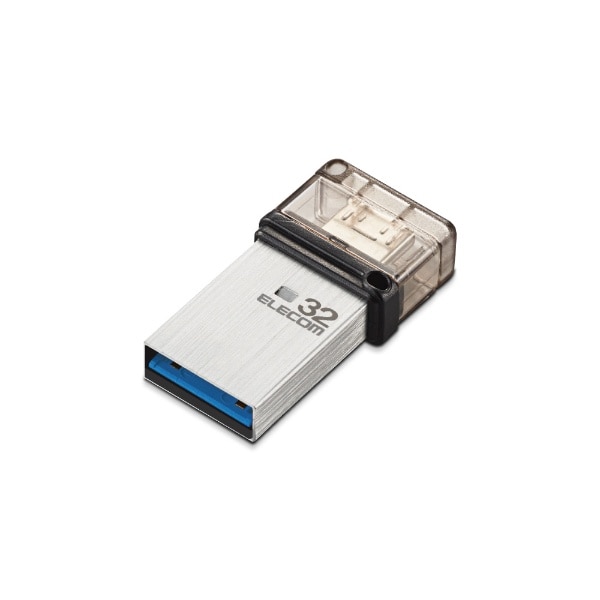 USB OTGΉ(Chrome/Android/Mac/Windows11Ή) Vo[ MF-SEU3032GSV [32GB /USB TypeA{microUSB /USB3.0 /Lbv]