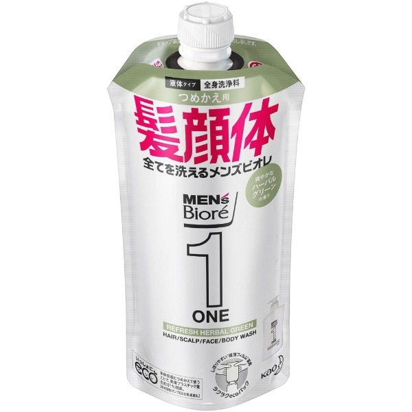 MEN’s Biore（メンズビオレ）ONE オールインワン全身洗浄料 つめかえ用 340mL 爽やかなハーバルグリーンの香り