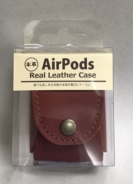 牛革製　AirPodsケース　レッド【処分品の為、外装不良による返品・交換不可】