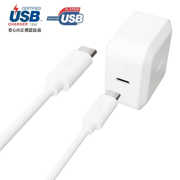 USB-PDΉ USB-C ACA_v^[ Type-C Cable 1.0mt RK-UPA18W zCg [USB Power DeliveryΉ]