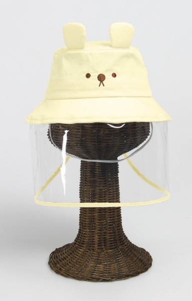 飛沫対策ガード帽子（こども用） フェイスシールド イエロー【処分品の為、外装不良による返品・交換不可】
