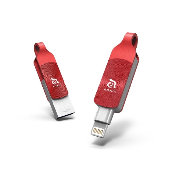 USBメモリ iKlips DUO+ レッド ADRAD64GKLDPARJ [64GB /USB TypeA＋Lightning /USB3.1 /回転式]