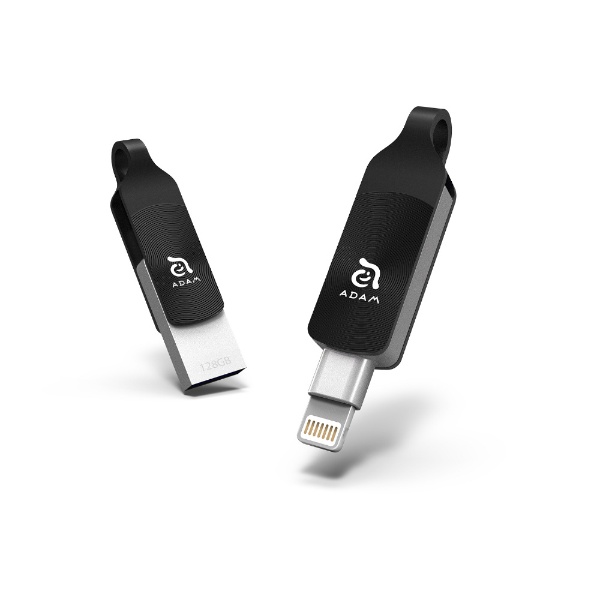 USBメモリ iKlips DUO+ ブラック ADRAD128GKLDPRXJ [128GB /USB TypeA＋Lightning /USB3.1 /回転式]
