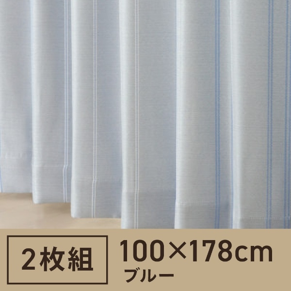 2枚組 ドレープカーテン ストーム(100×178cm/ブルー)