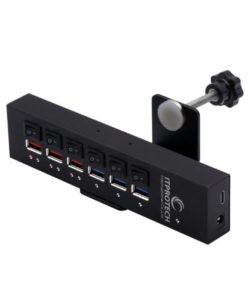 IPT-POWER6HUB-BK USB-C{USB-A  USB-A ϊnu (Mac/Win) ubN [Ztp[ /6|[g /USB 3.2 Gen1Ή]
