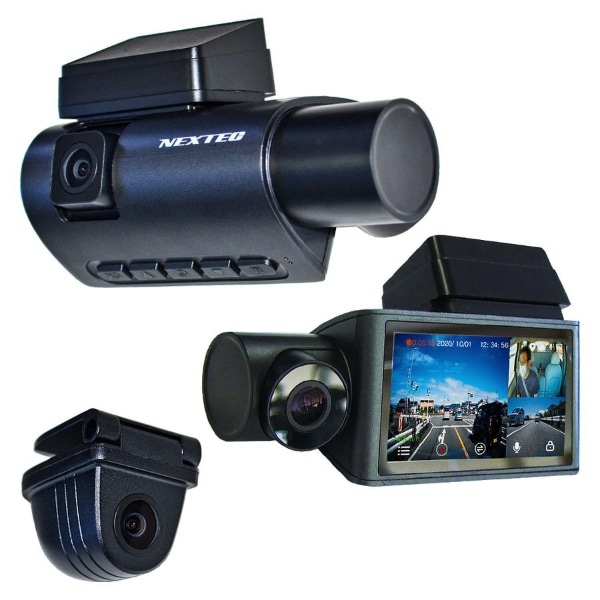 ３カメラドライブレコーダー NEXTEC NX-DR303E [セパレート型 /Full HD（200万画素） /前後カメラ対応]