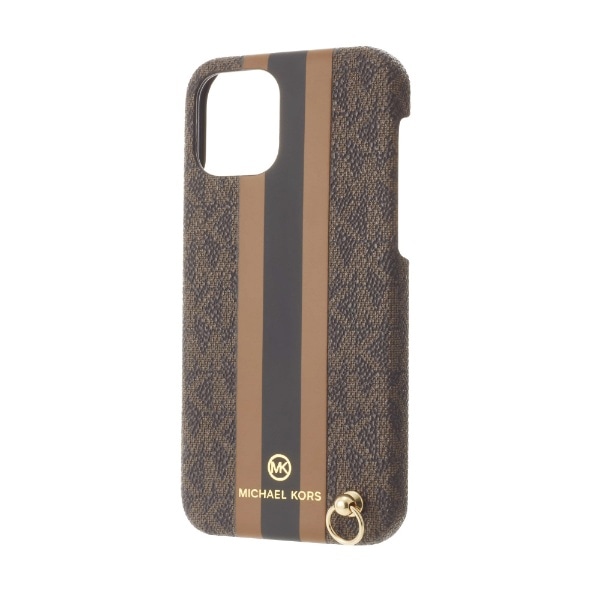 MICHAEL KORS  - Slim Wrap Case Stripe with Hand Strap - Magsafe for iPhone 12 mini [ Brown ] MKPHBRWWPIP2054 uE