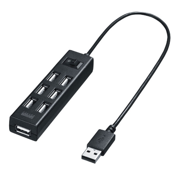 USB-2H702BKN USB-Aハブ (Chrome/Mac/Windows11対応) ブラック [バス＆セルフパワー /7ポート /USB2.0対応]